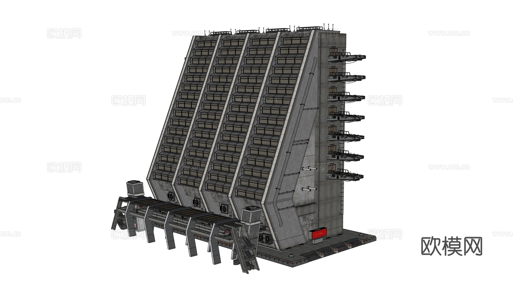 工业建筑 赛博朋克建筑 科幻建筑 城市建筑 工业城市建筑su模型
