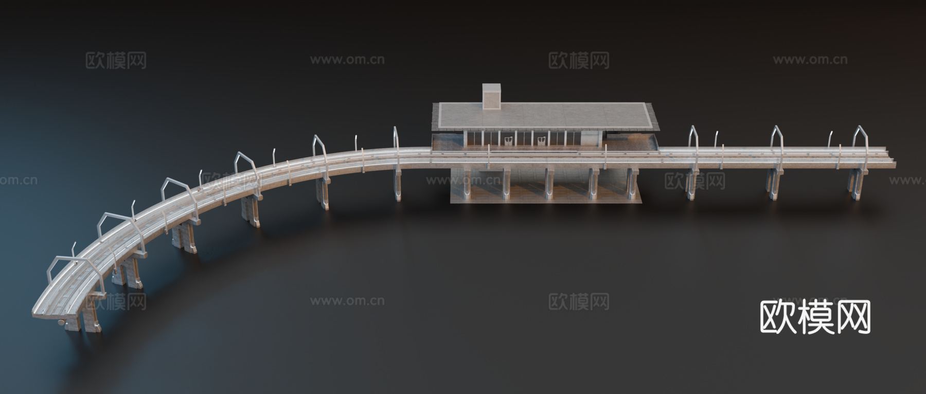 赛博朋克建筑 工业建筑 科幻建筑 城市车站 站台 高架地铁站su模型