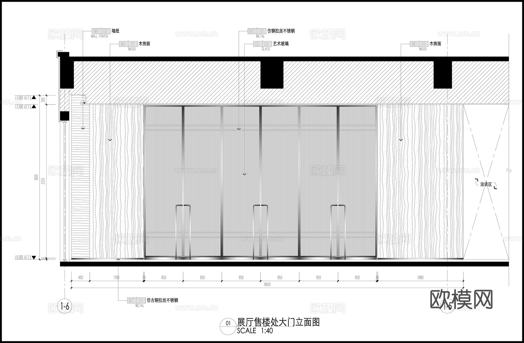 餐厅大门 售楼部展厅大门 酒店大门  大门立面图 节点图cad施工图