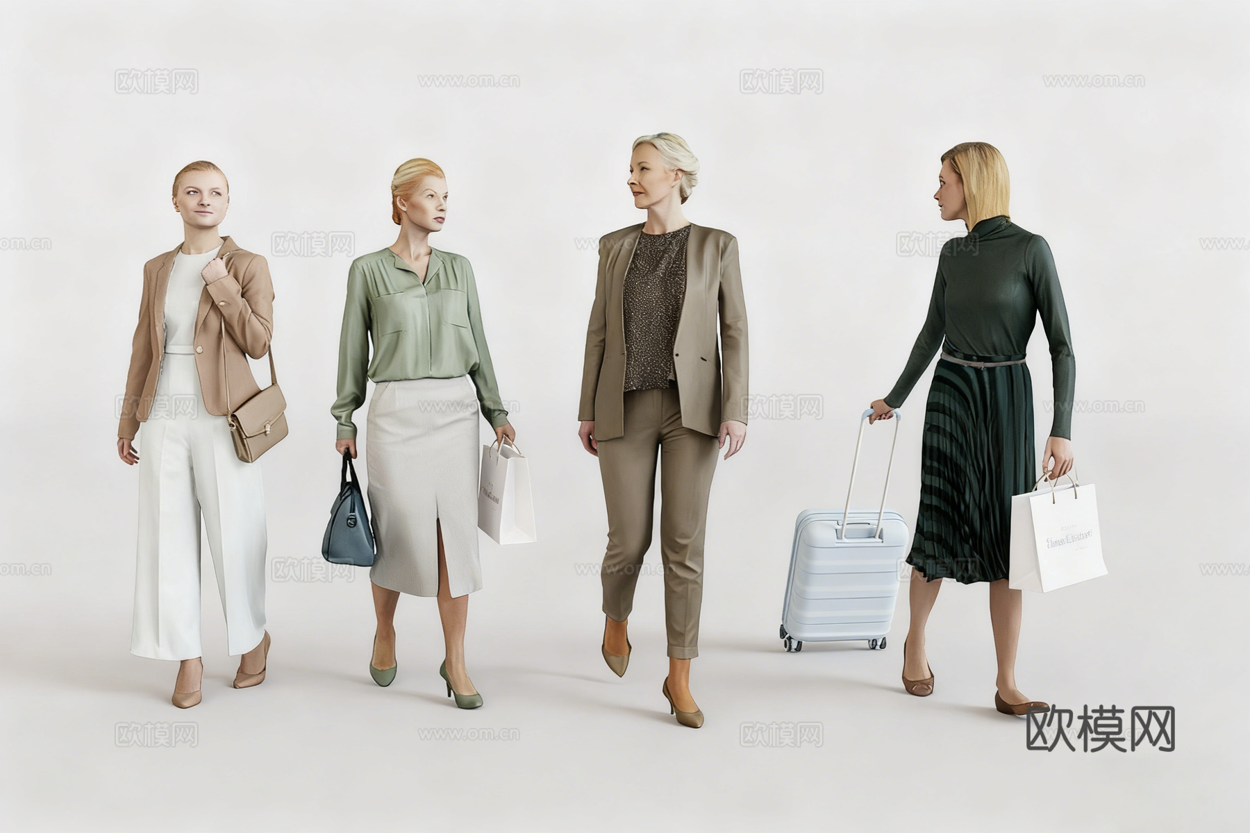 商业女性 时尚职业女性 职业装女性 商业效果图人物 办公室白su模型