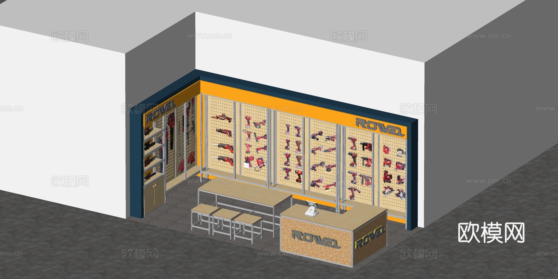 现代货架 商铺展架su模型