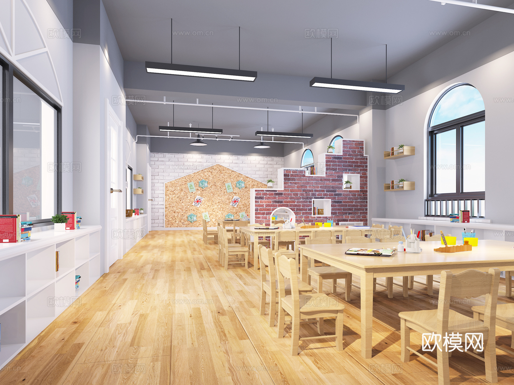 现代幼儿园美术室3d模型下载