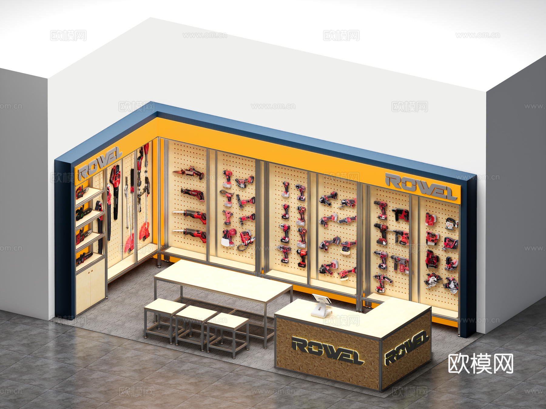 现代货架 商铺展架su模型