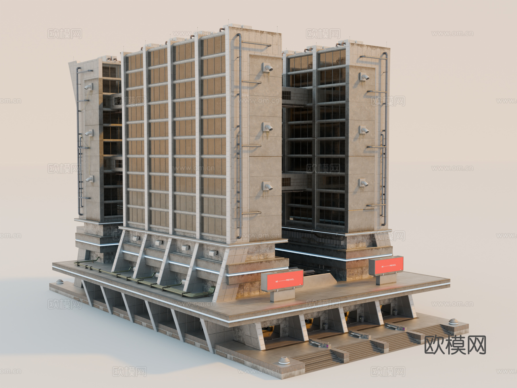 工业建筑 赛博朋克建筑 科幻建筑 城市建筑 工业城市建筑su模型