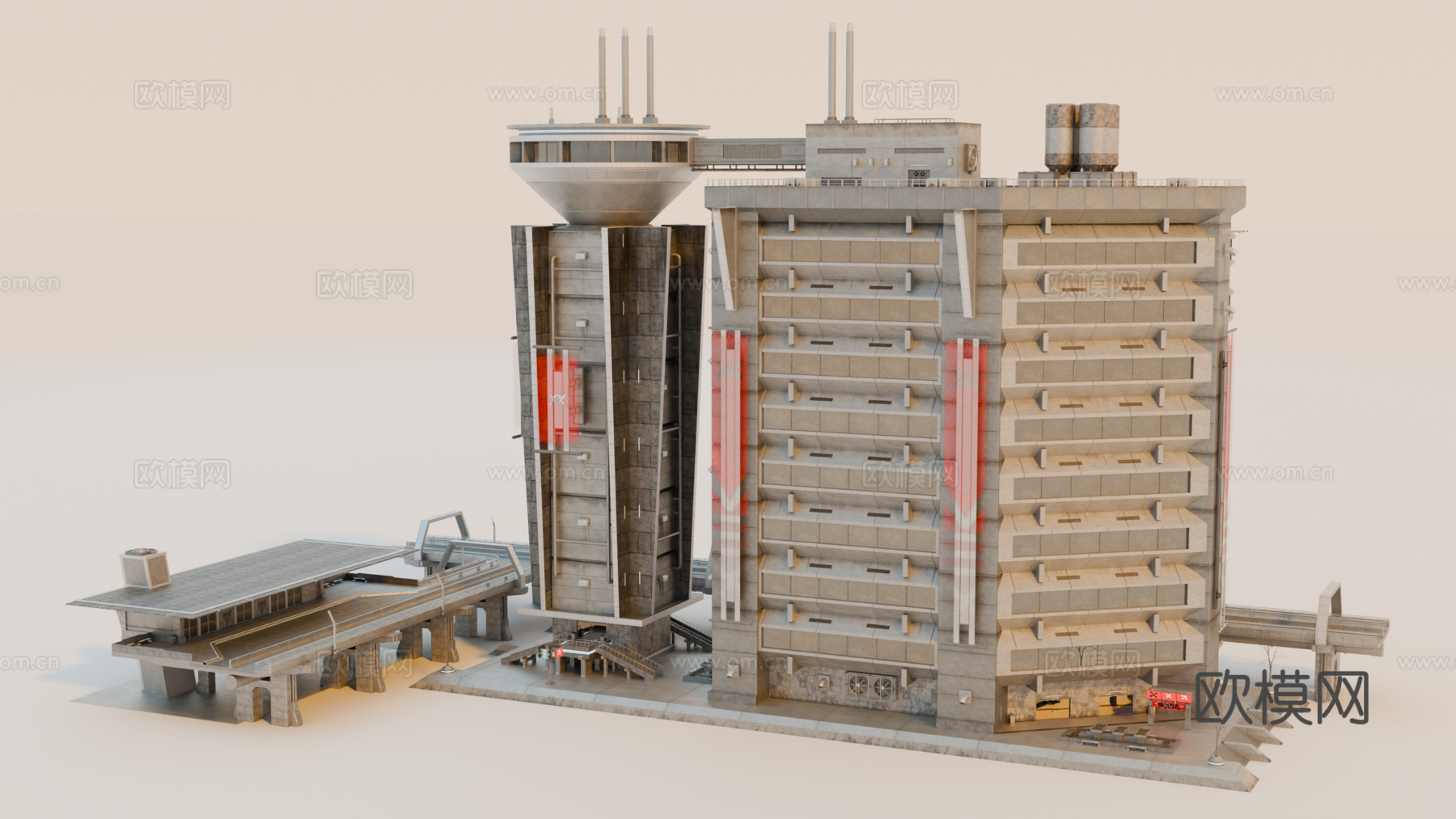 工业建筑 赛博朋克建筑 科幻建筑 城市建筑 工业城市建筑su模型