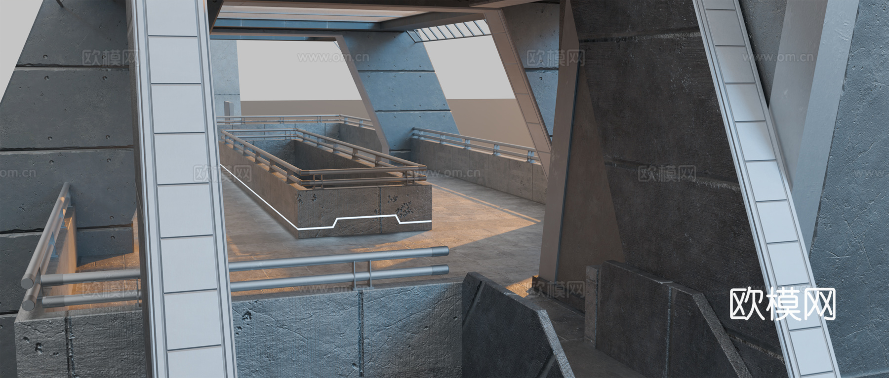 工业厂房 车间 未来城市车站 赛博朋克车站 工业城市站台su模型