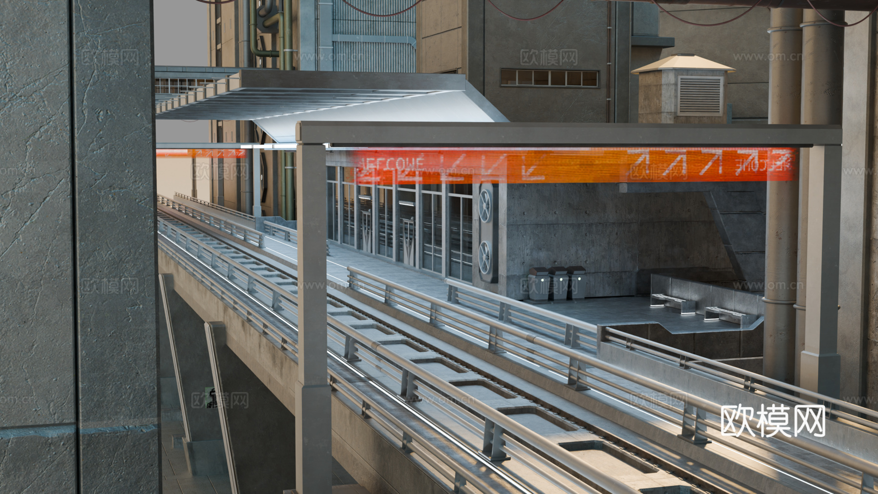 工业建筑 赛博朋克建筑 科幻建筑 城市建筑 工业城市建筑su模型