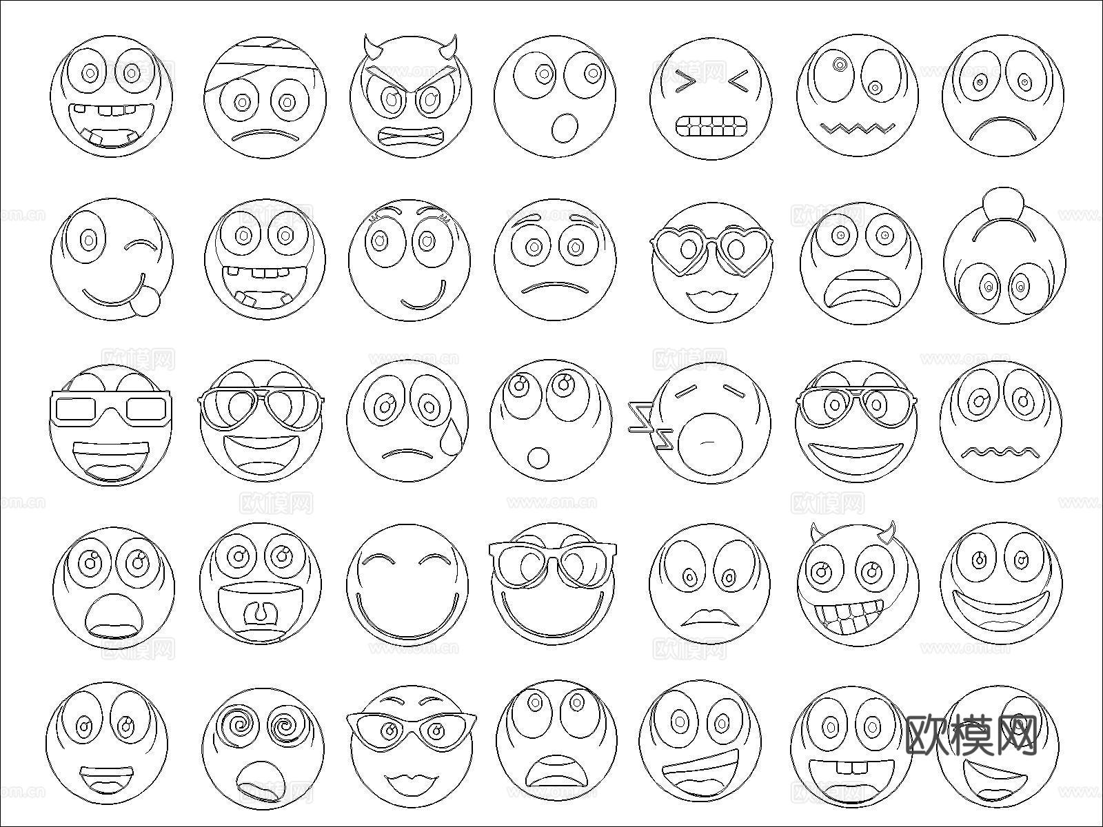 表情包图块cad施工图