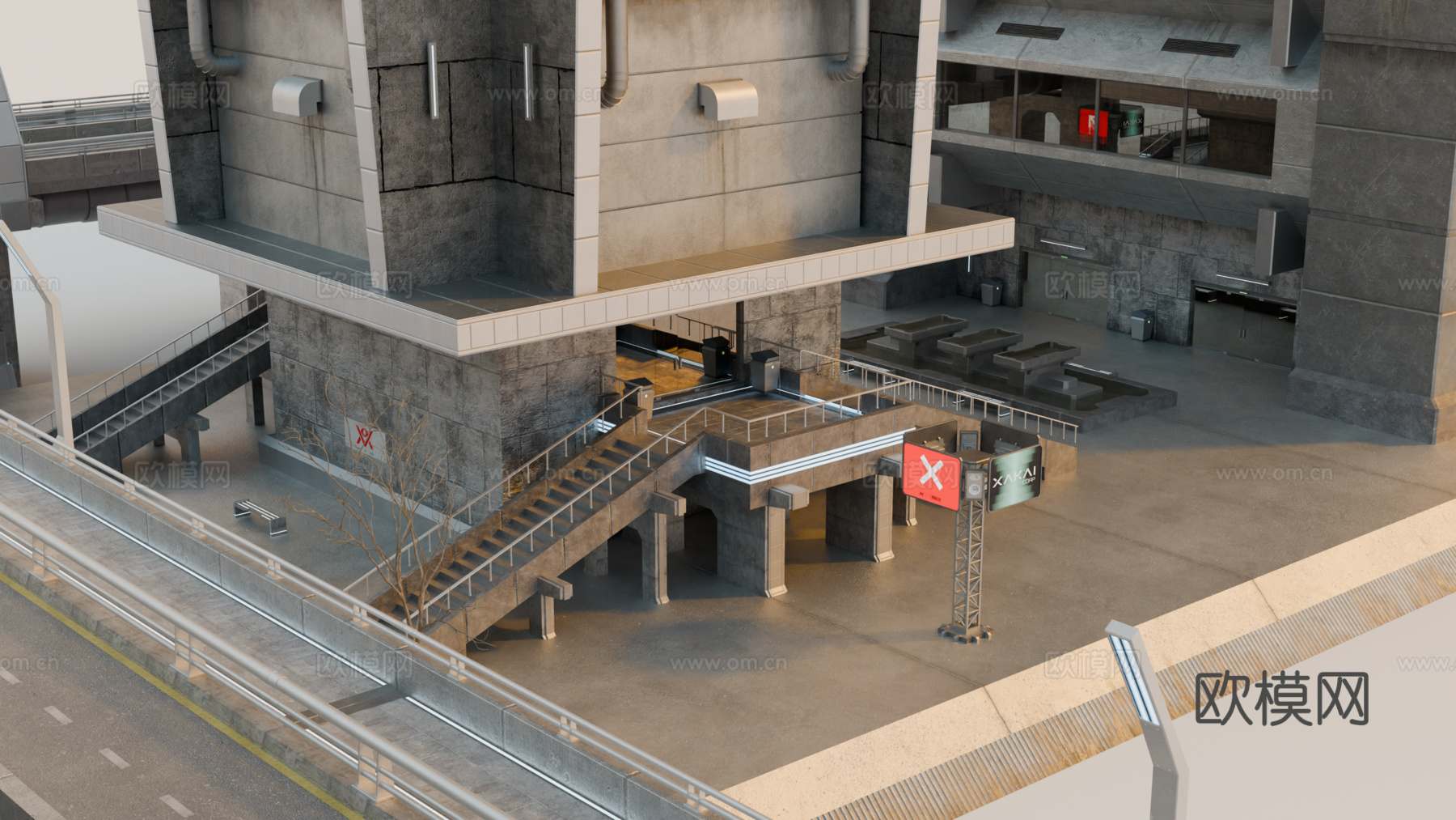 工业建筑 赛博朋克建筑 科幻建筑 城市建筑 工业城市建筑su模型