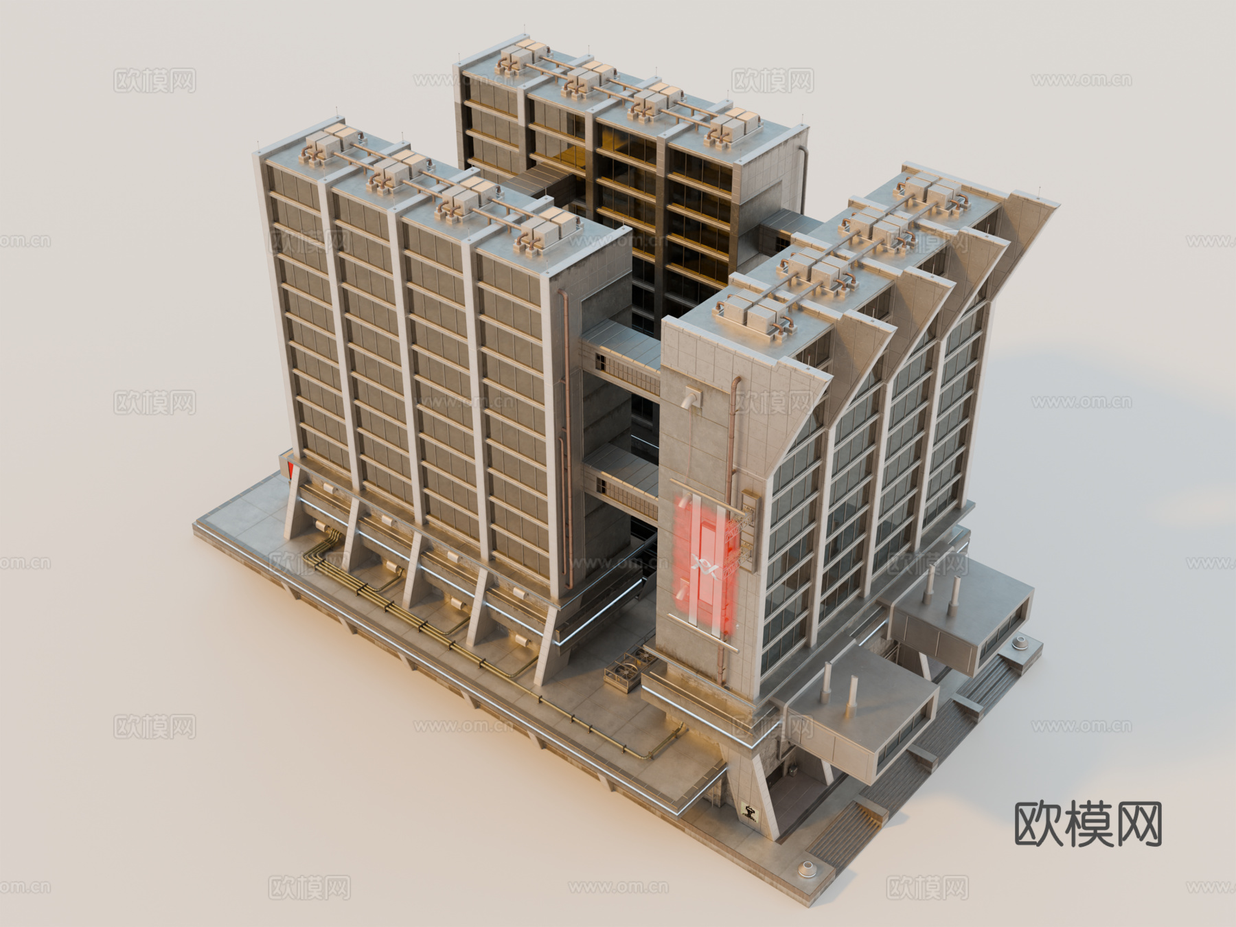 工业建筑 赛博朋克建筑 科幻建筑 城市建筑 工业城市建筑su模型