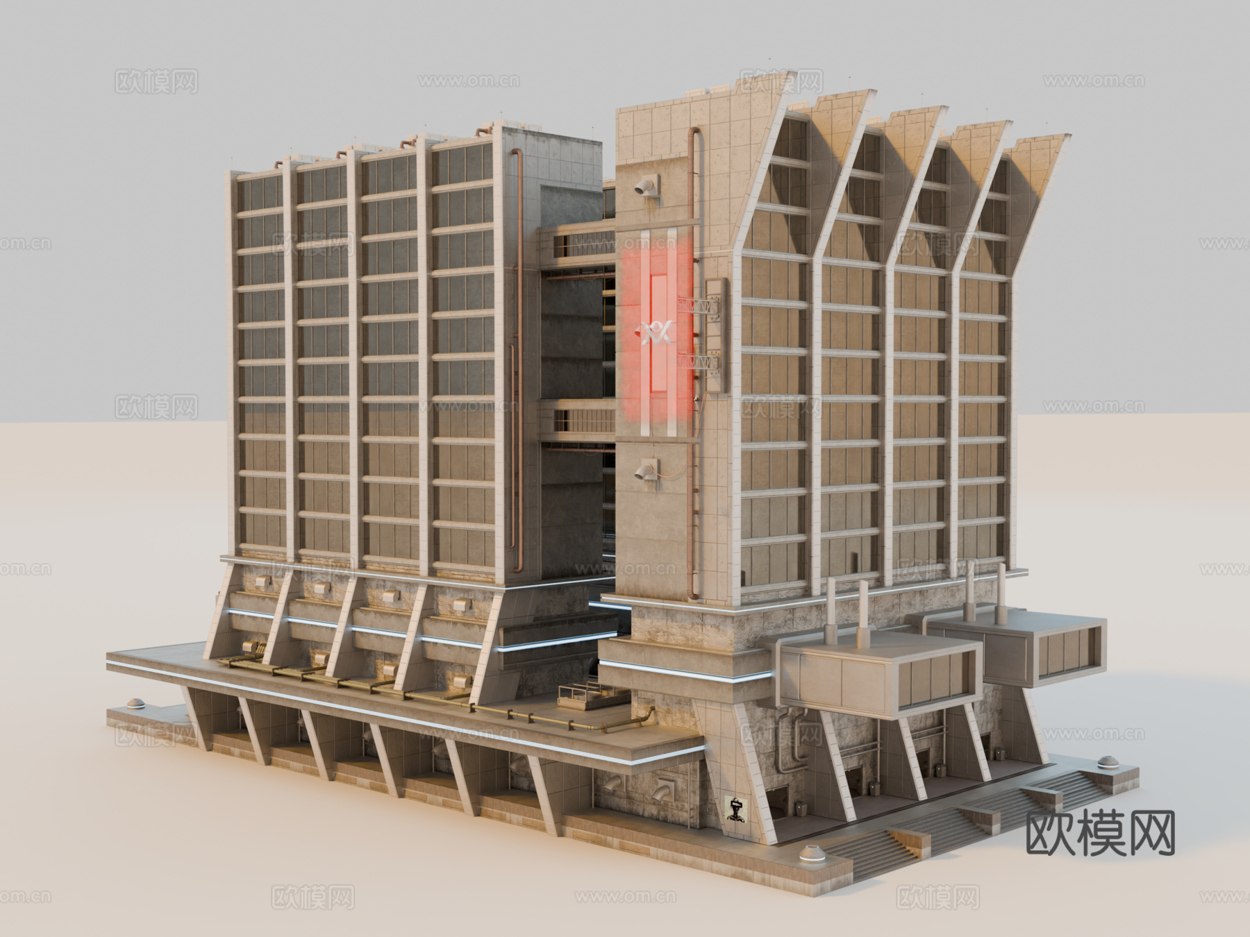 工业建筑 赛博朋克建筑 科幻建筑 城市建筑 工业城市建筑su模型