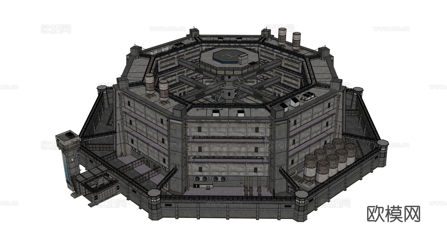 工业建筑 赛博朋克建筑 科幻建筑 城市建筑 工业城市建筑su模型