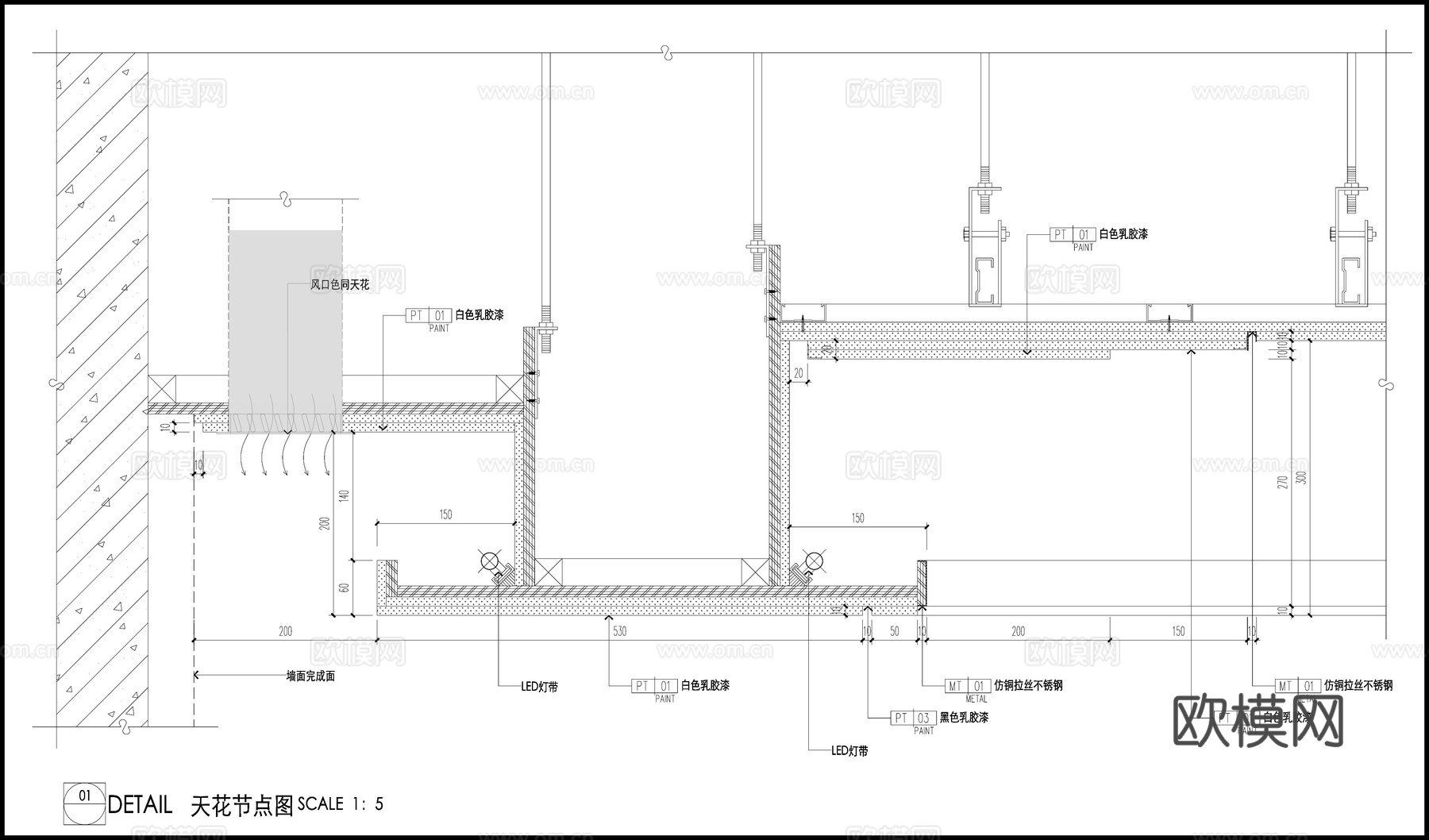 展厅别墅天花 室内天花  天花吊顶节点图cad施工图