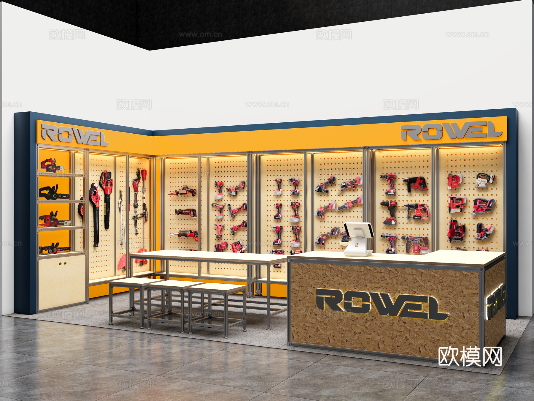 现代货架 商铺展架su模型