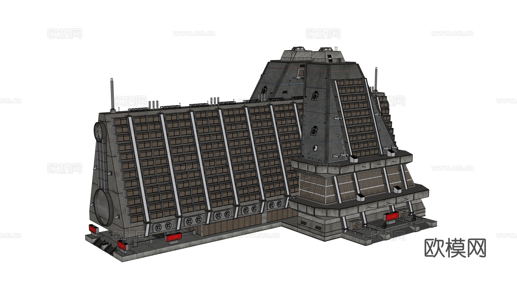 工业建筑 赛博朋克建筑 科幻建筑 城市建筑 工业城市建筑su模型