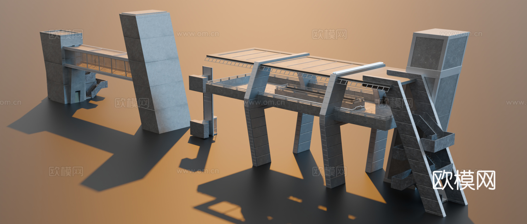 工业厂房 车间 未来城市车站 赛博朋克车站 工业城市站台su模型