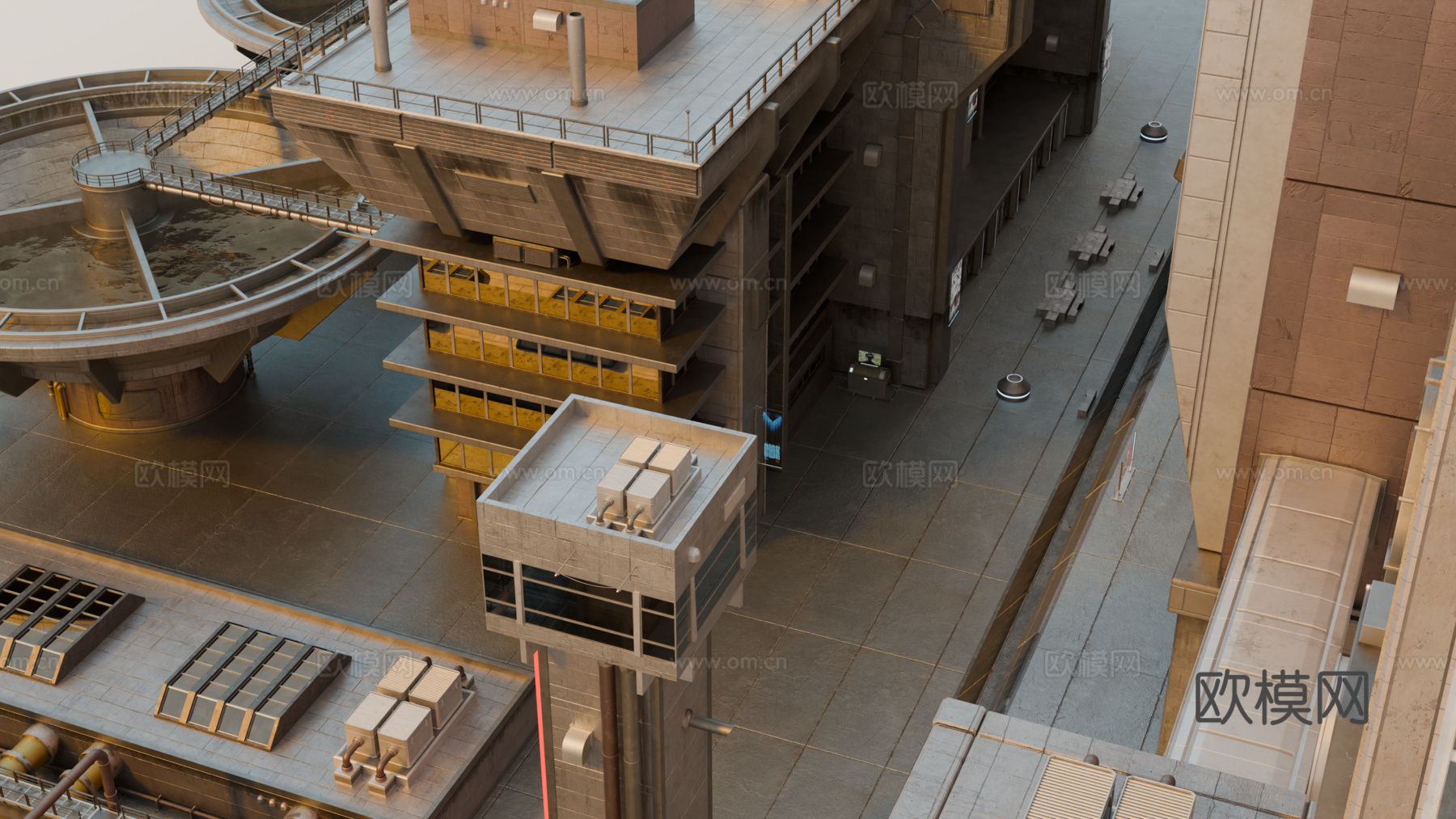 工业建筑 赛博朋克建筑 科幻建筑 城市建筑 工业城市建筑su模型