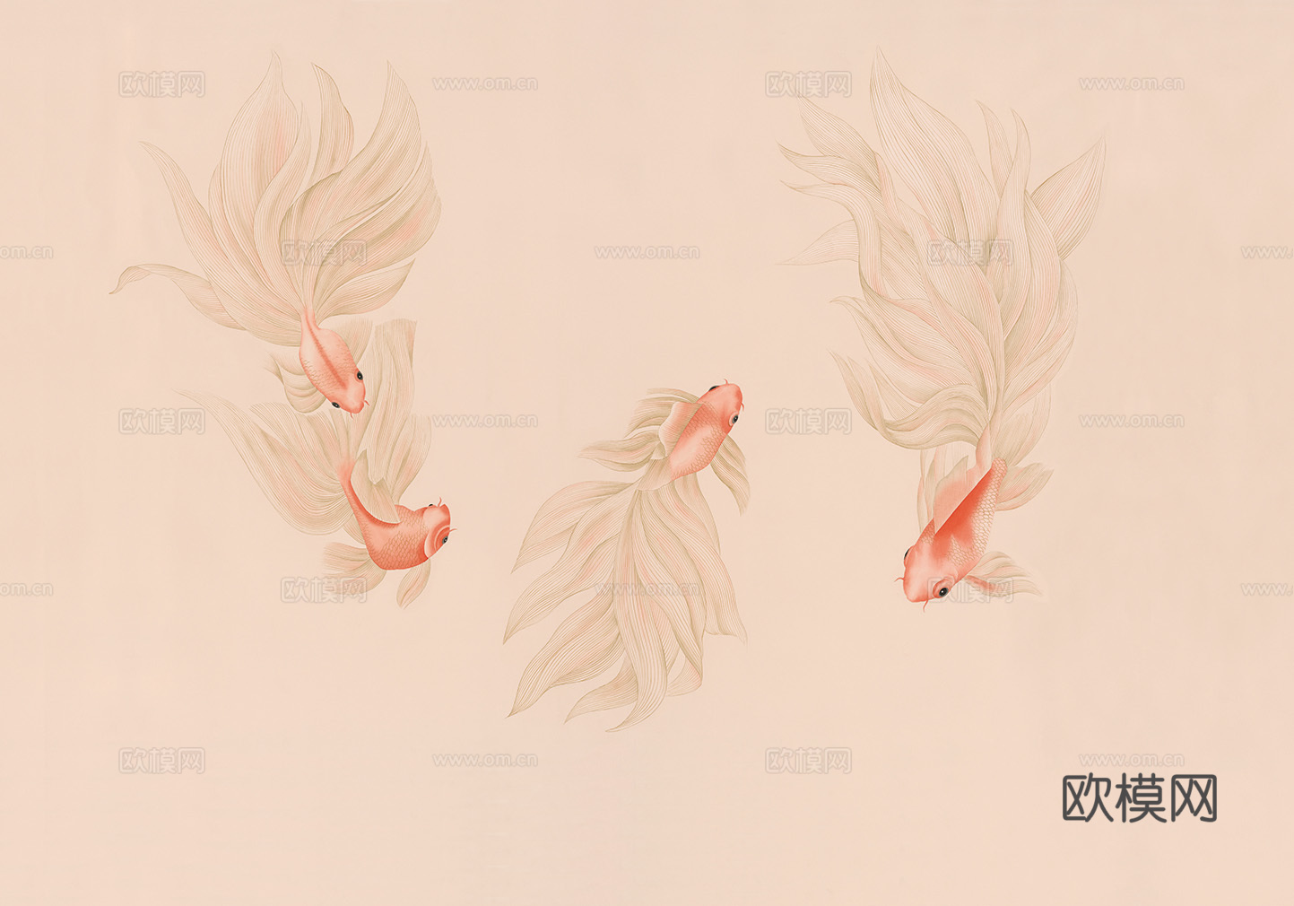 中式新中式金鱼锦鲤壁纸壁画装饰画