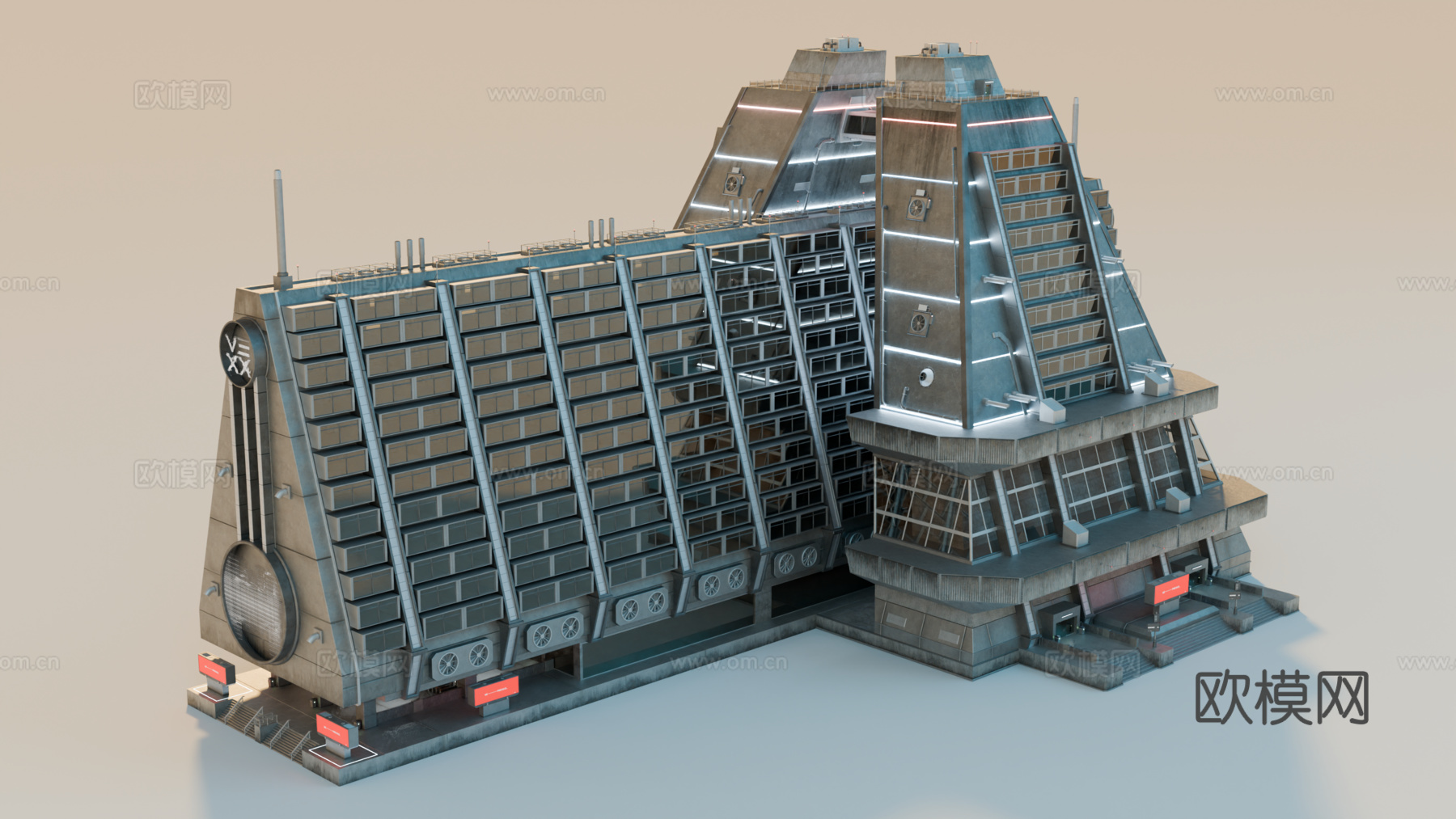 工业建筑 赛博朋克建筑 科幻建筑 城市建筑 工业城市建筑su模型