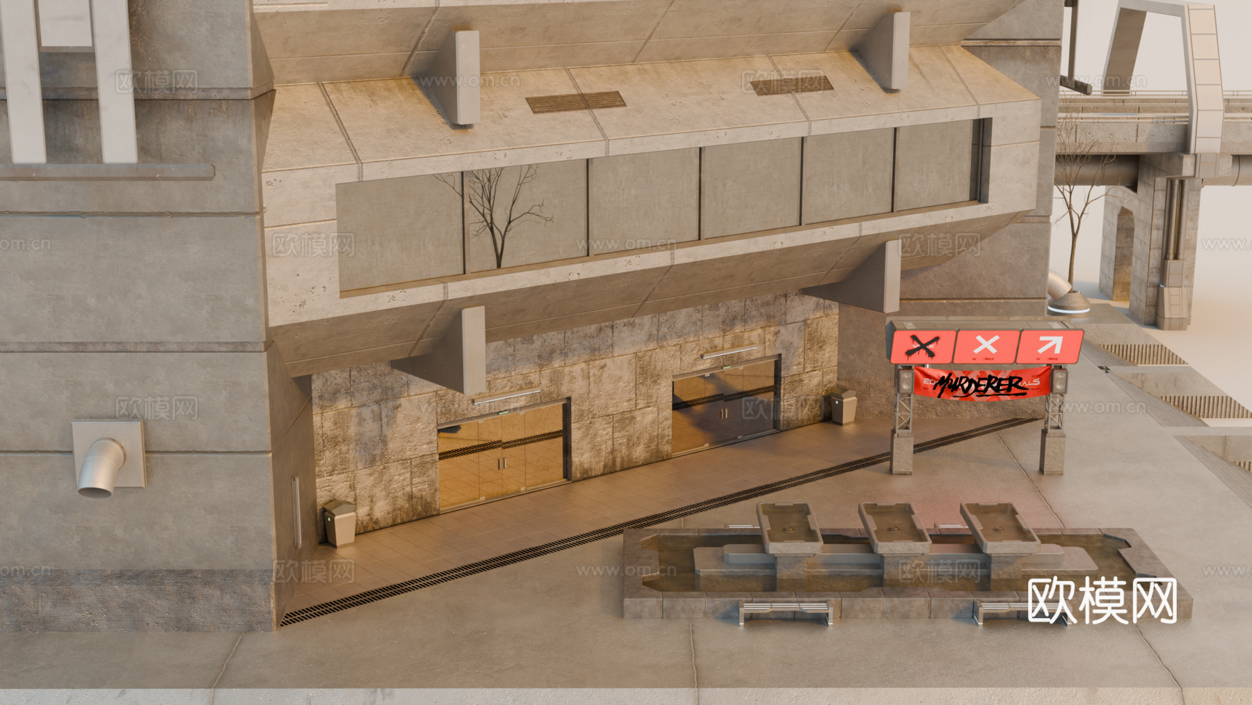 工业建筑 赛博朋克建筑 科幻建筑 城市建筑 工业城市建筑su模型