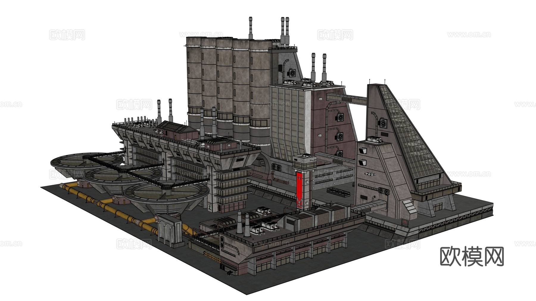 工业建筑 赛博朋克建筑 科幻建筑 城市建筑 工业城市建筑su模型
