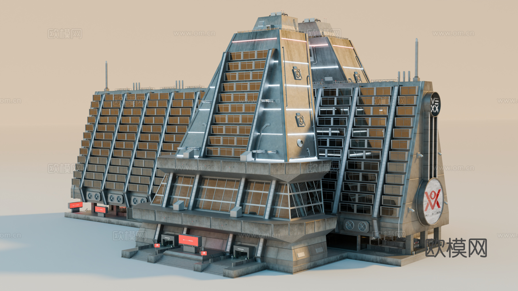 工业建筑 赛博朋克建筑 科幻建筑 城市建筑 工业城市建筑su模型