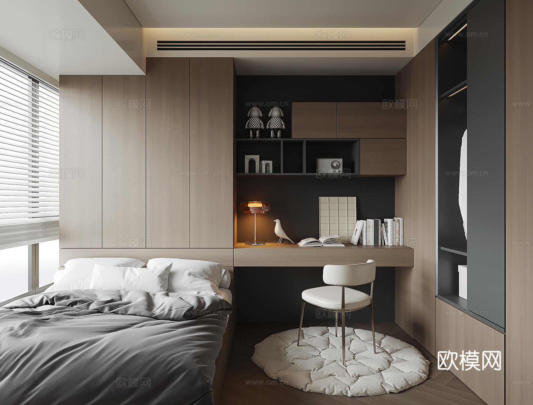 现代榻榻米卧室3d模型下载