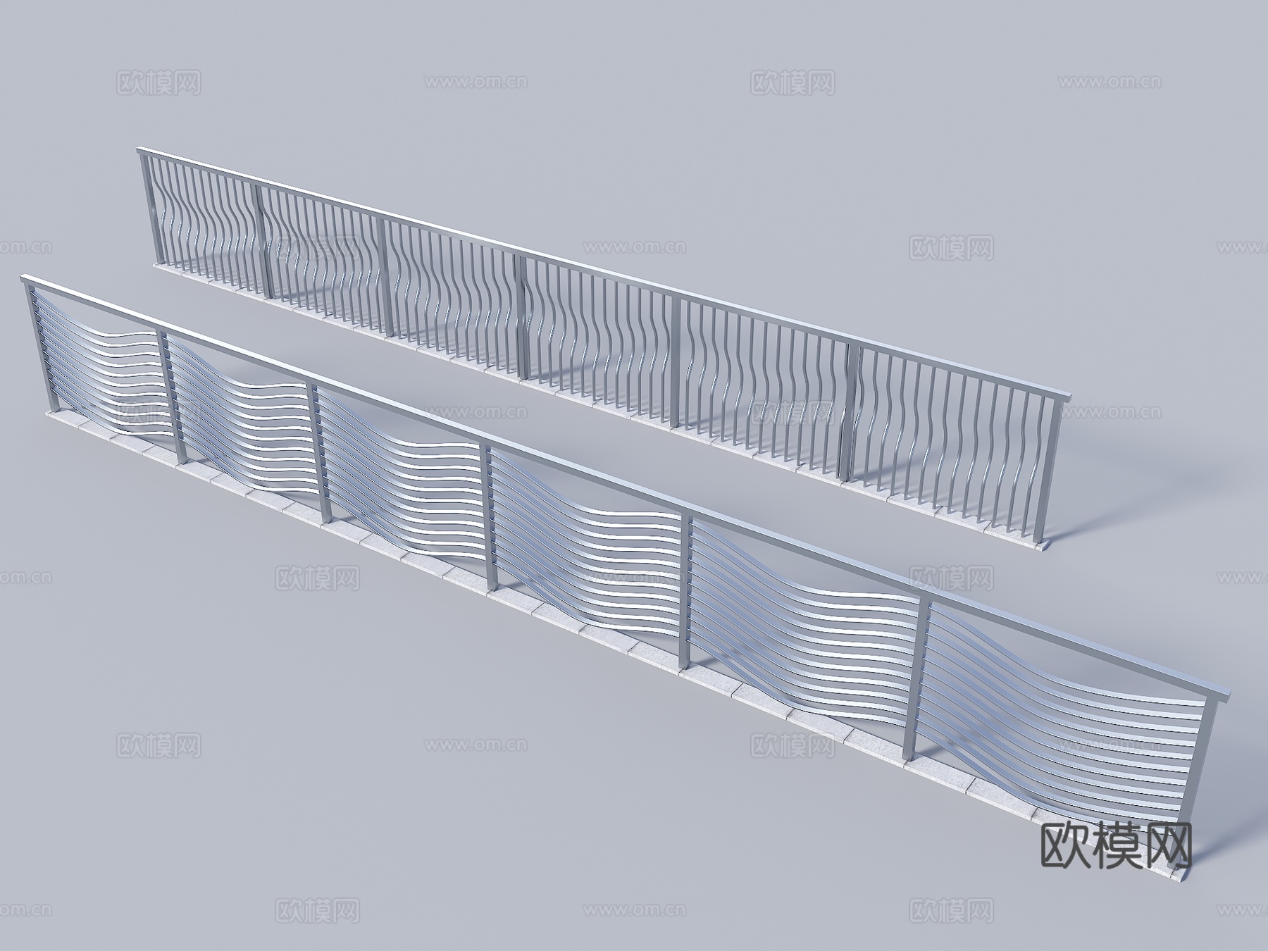 不锈钢栏杆 异形栏杆 道路栏杆 隔离栏杆 现代栏杆su模型