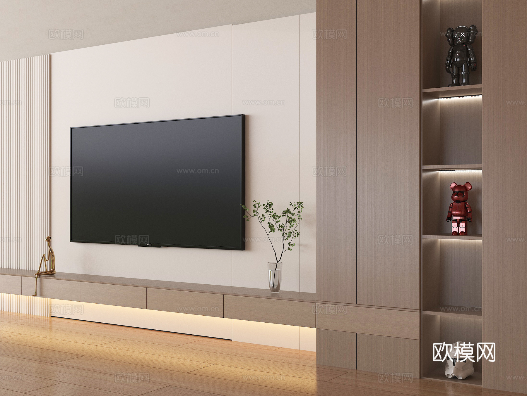 现代电视背景墙 电视su模型