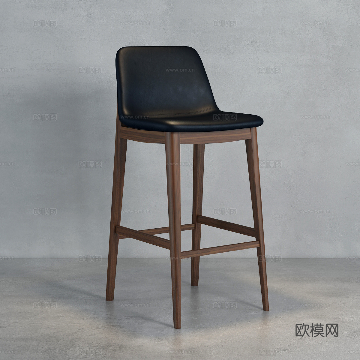 现代吧椅 实木吧椅 皮质吧椅 工业风吧椅 现代吧椅3d模型下载（渲染图3）
