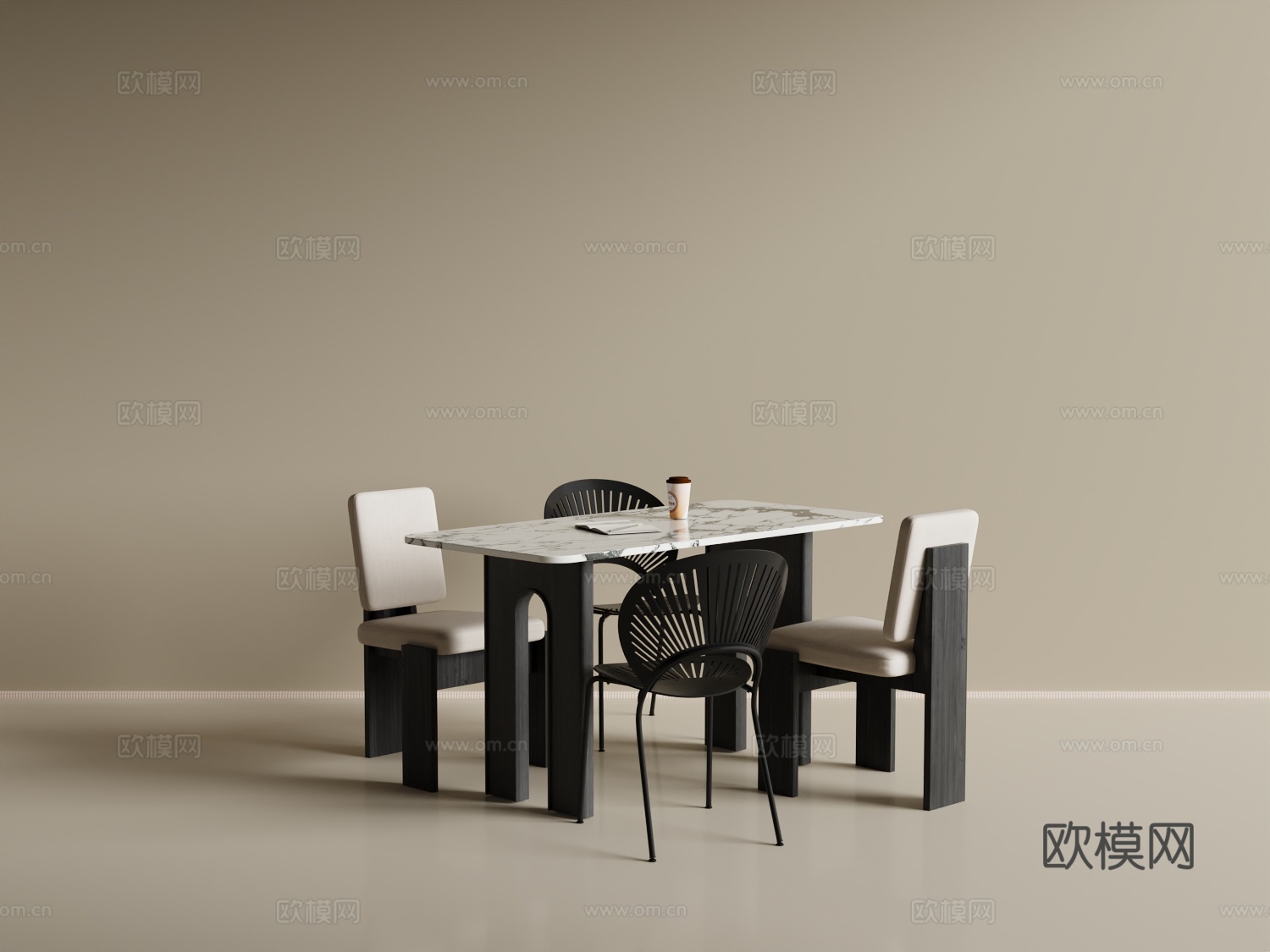 中古餐桌椅3d模型下载