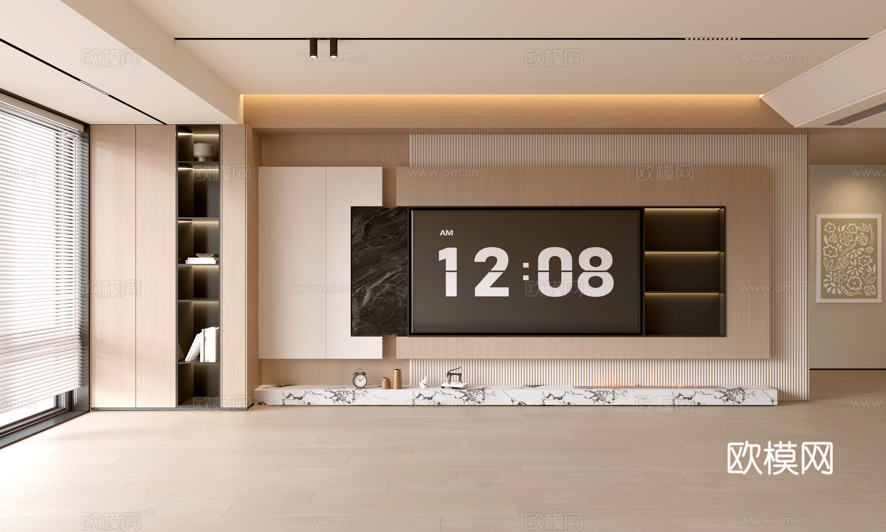 现代客厅 奶油客厅 电视背景墙 客厅背景 奶油风背景墙su模型