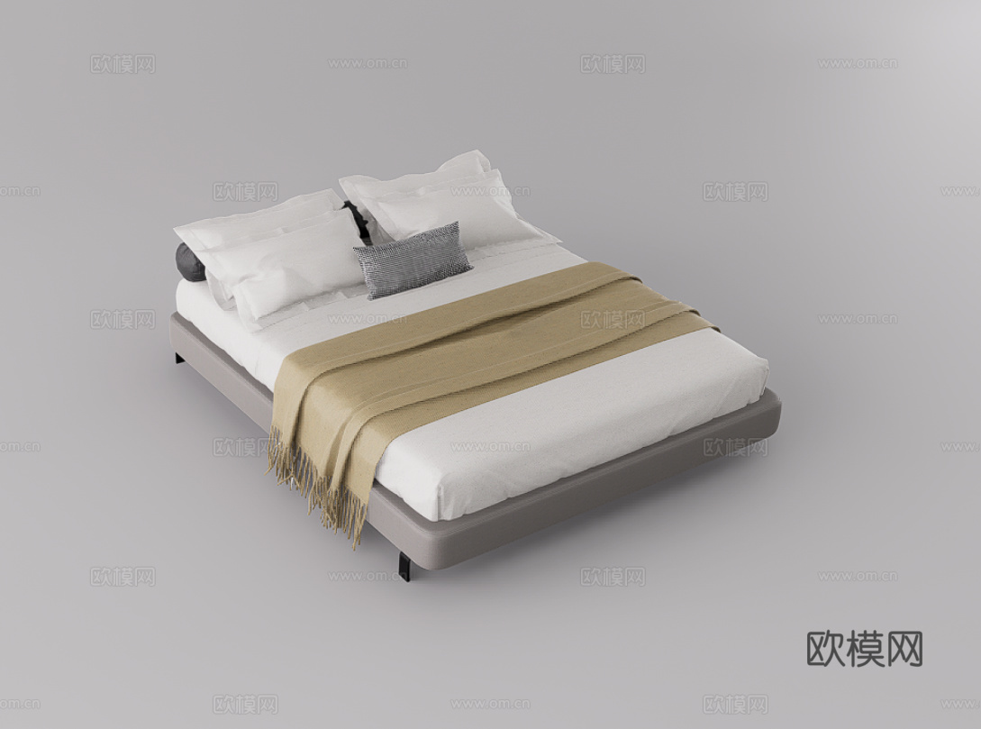 双人床su模型