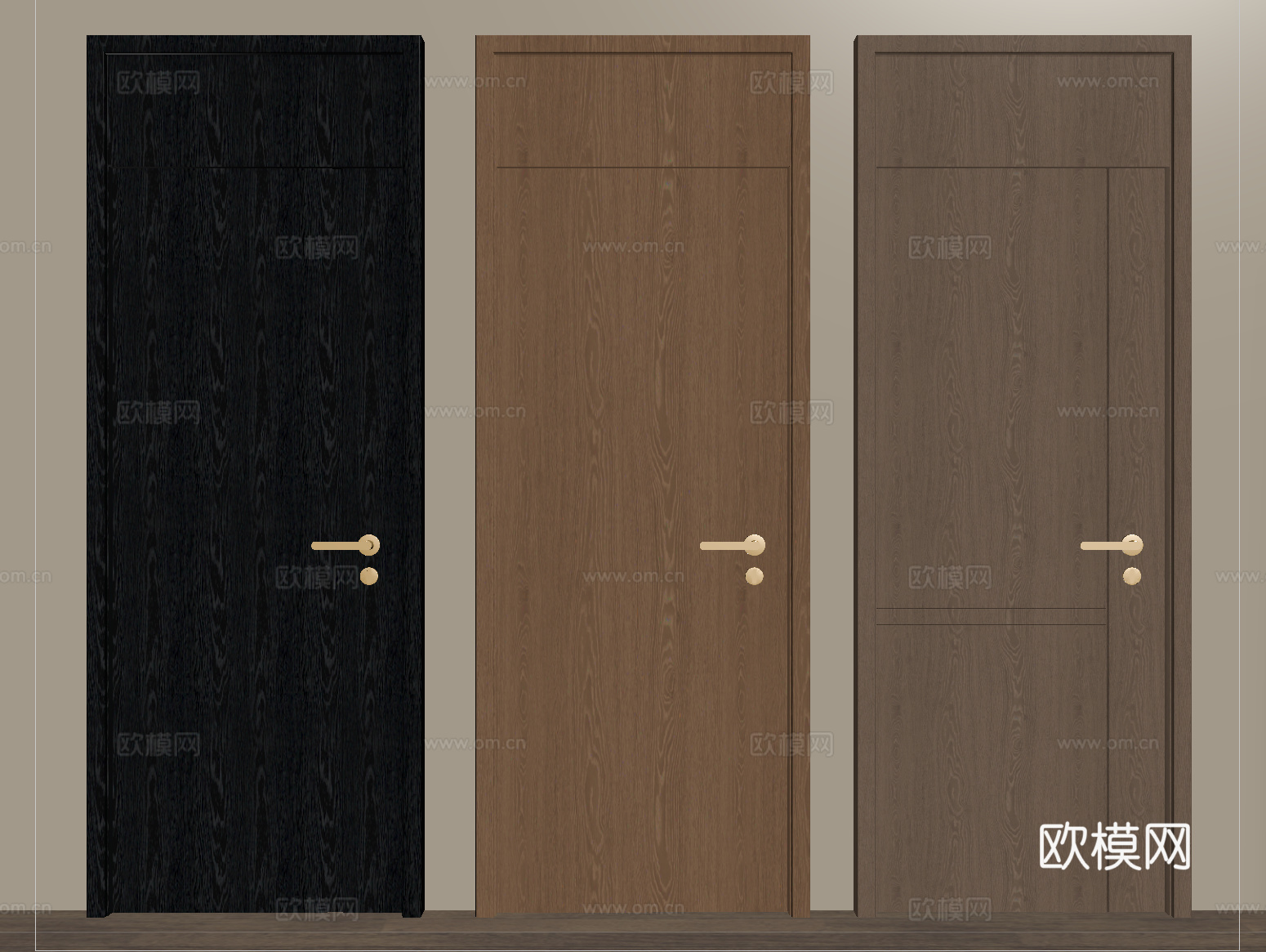 现代单开门 卧室门 平开门 实木门 通顶门su模型