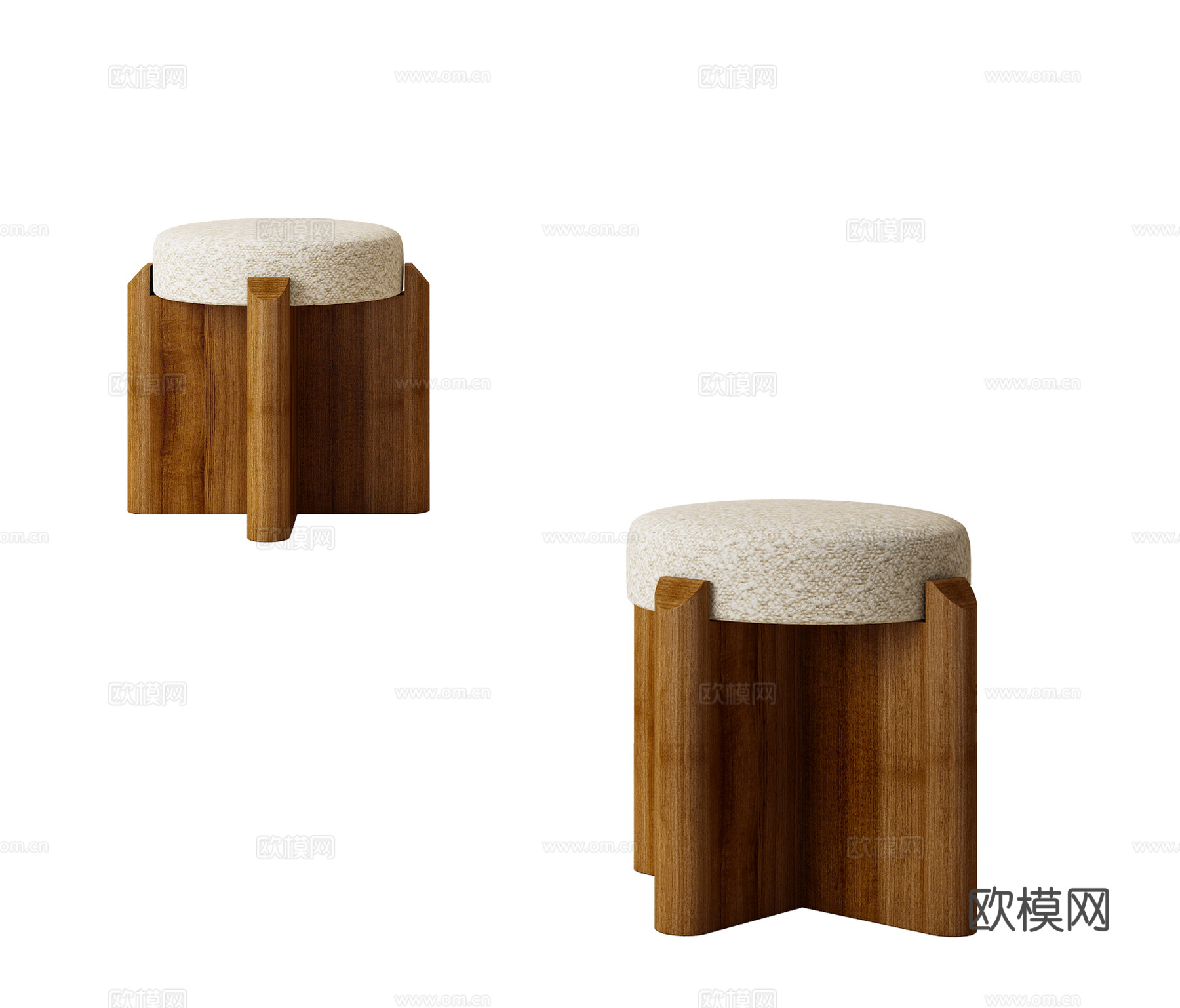 侘寂风凳子 圆凳 沙发凳 木凳 梳妆凳 换鞋凳su模型