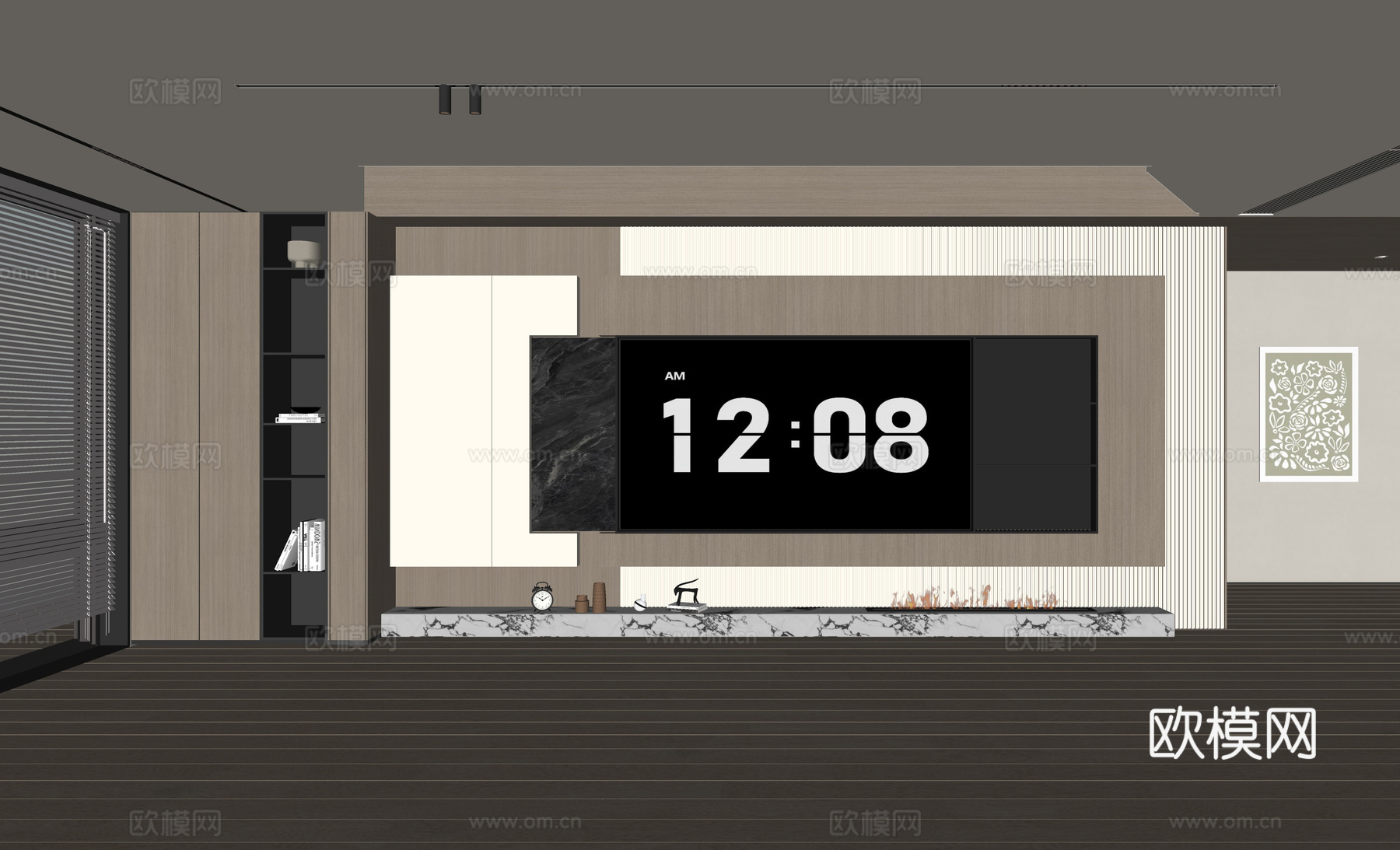 现代客厅 奶油客厅 电视背景墙 客厅背景 奶油风背景墙su模型