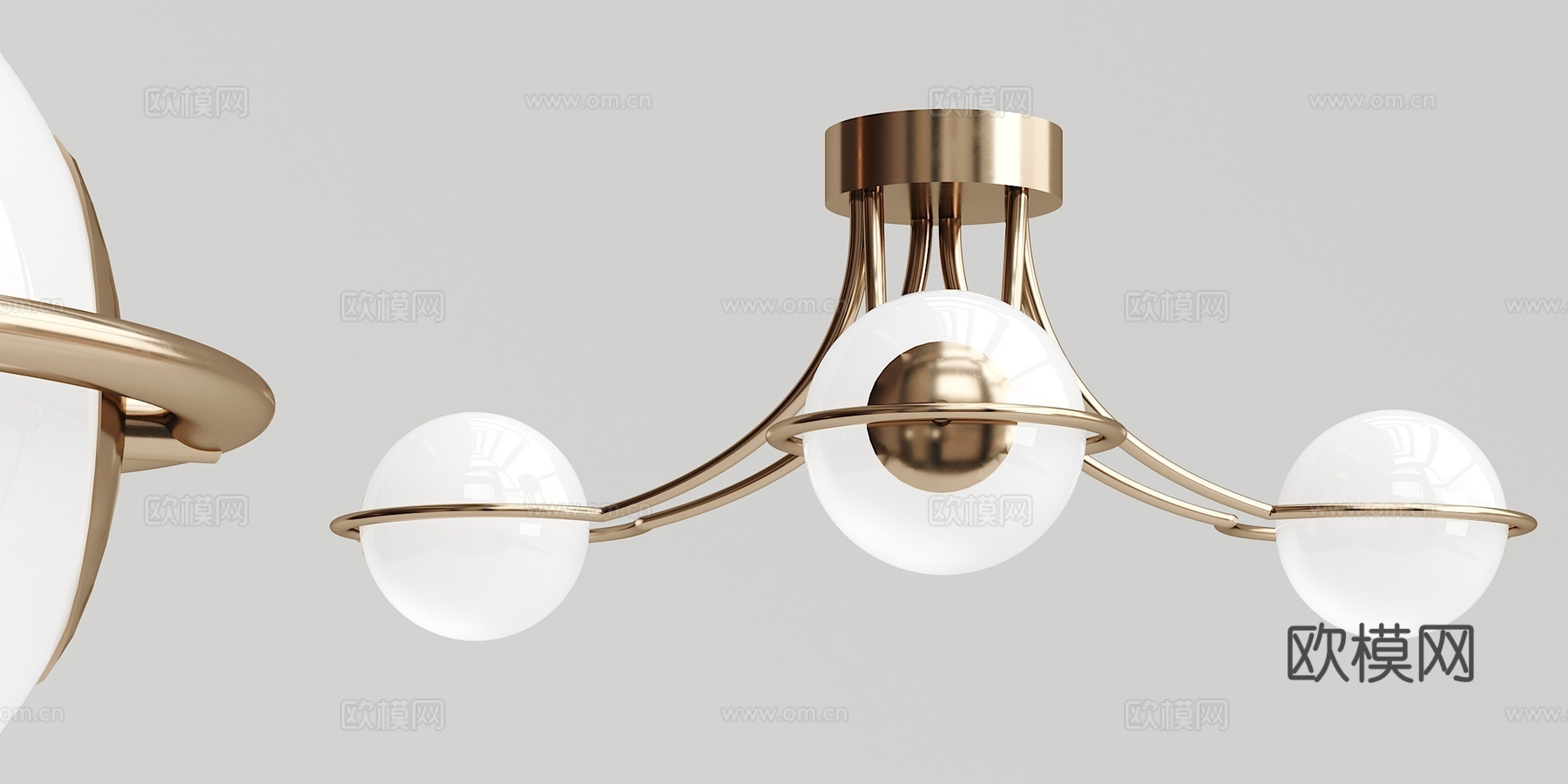 现代 金色 球形 吸顶灯3d模型下载