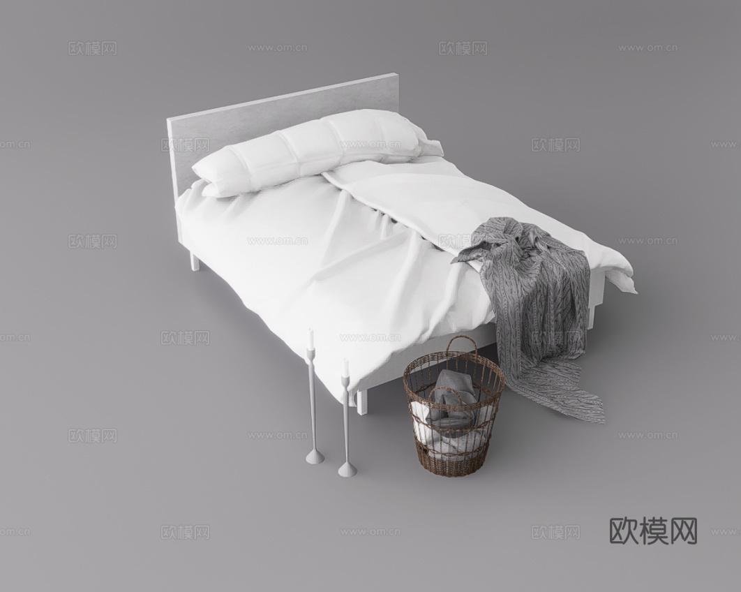 单人床su模型