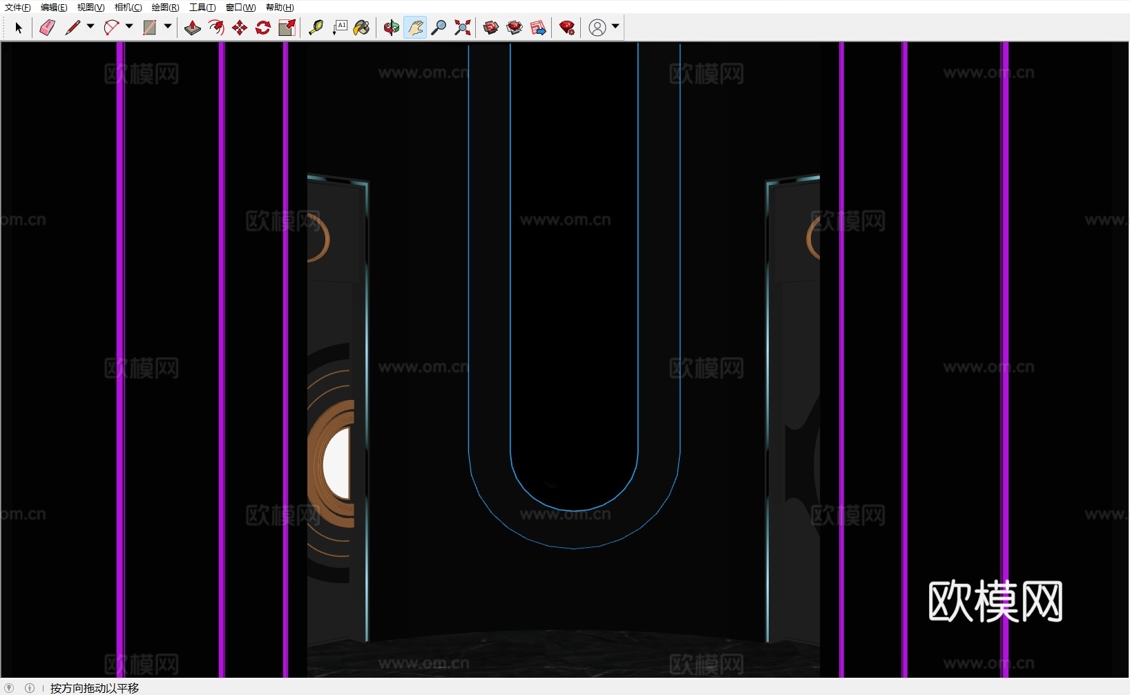 现代 科技风 过道造型 KTV  走廊 线形灯造型 电竞酒店su模型