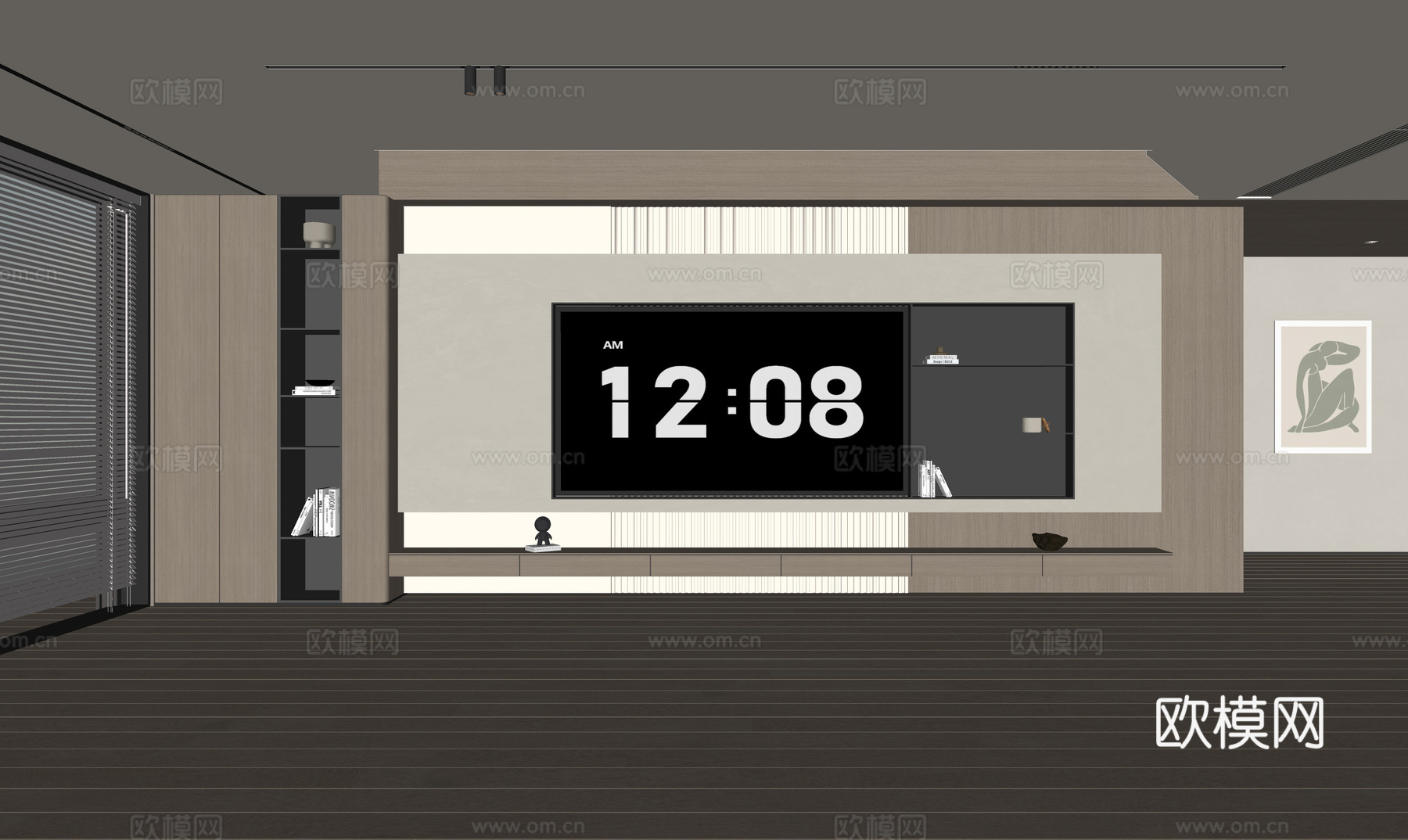 现代客厅 奶油客厅 电视背景墙 客厅背景 奶油风背景墙su模型