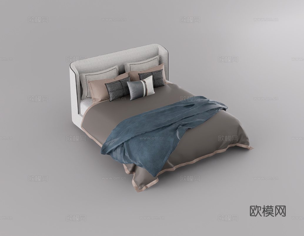 双人床su模型