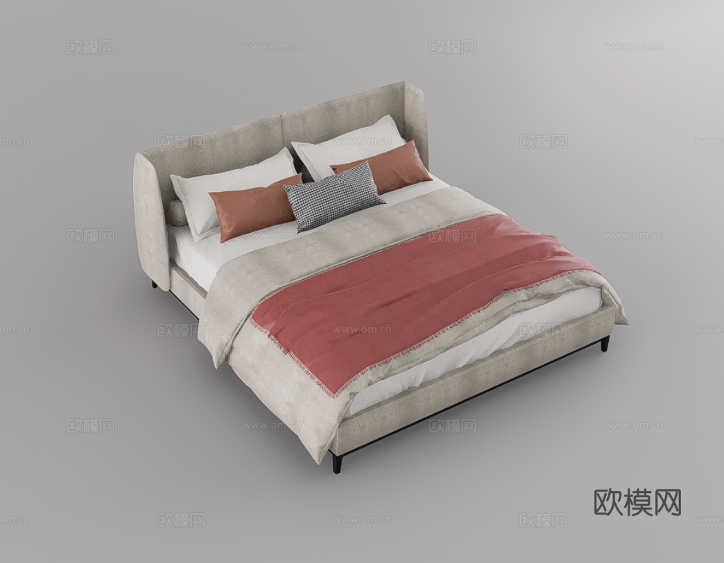 双人床su模型
