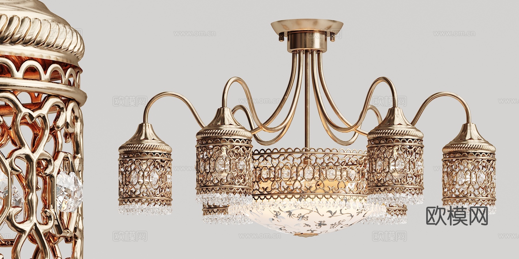 欧式古典欧式 黄金吊灯3d模型下载