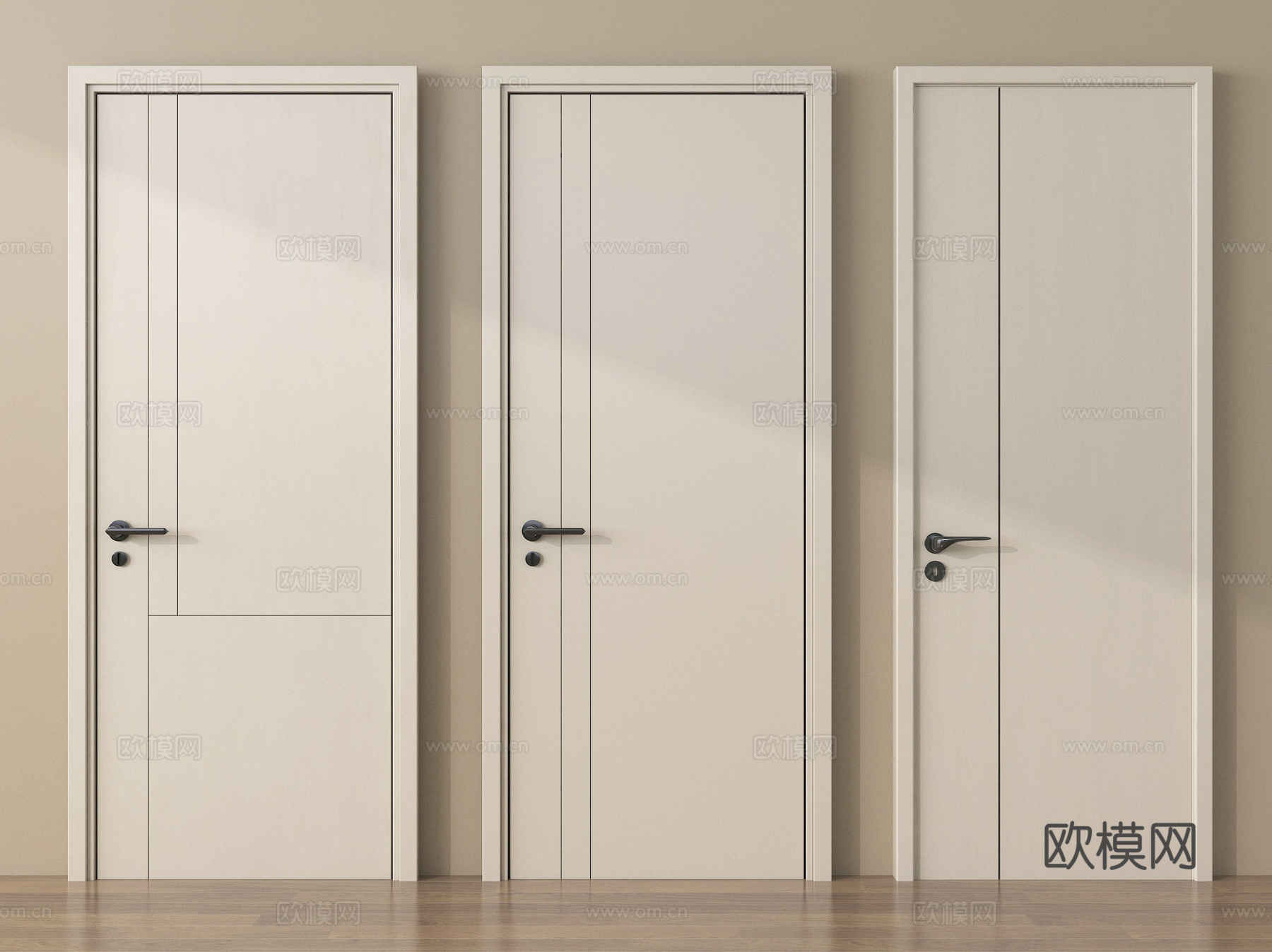 现代单开门 平开门 卧室门 实木门su模型