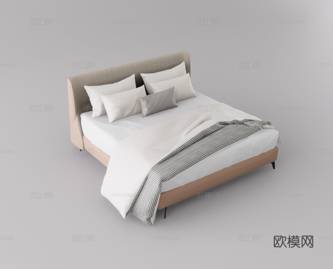 双人床su模型