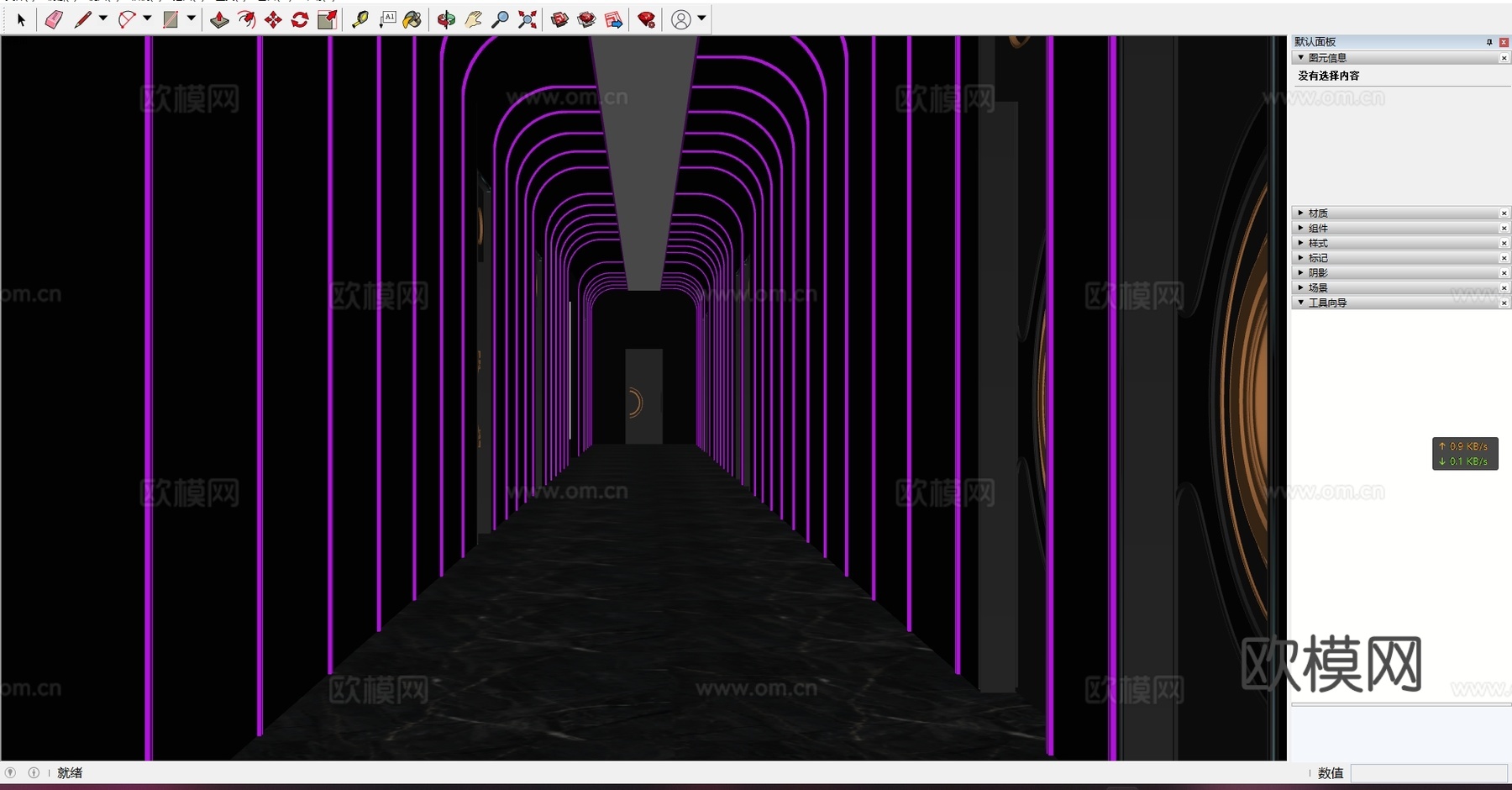 现代 科技风 过道 KTV  走廊 线形灯造型 电竞酒店su模型
