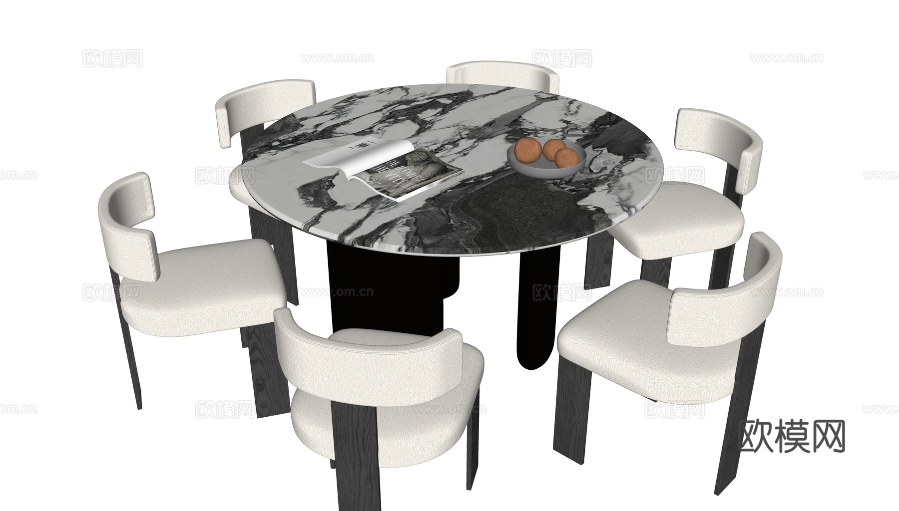 现代极简圆餐桌su模型