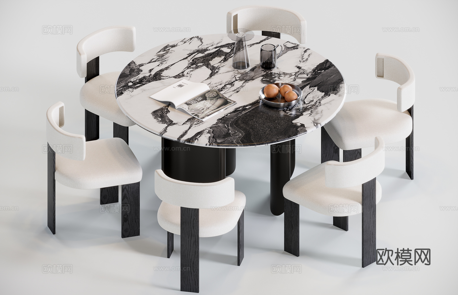 现代极简圆餐桌su模型