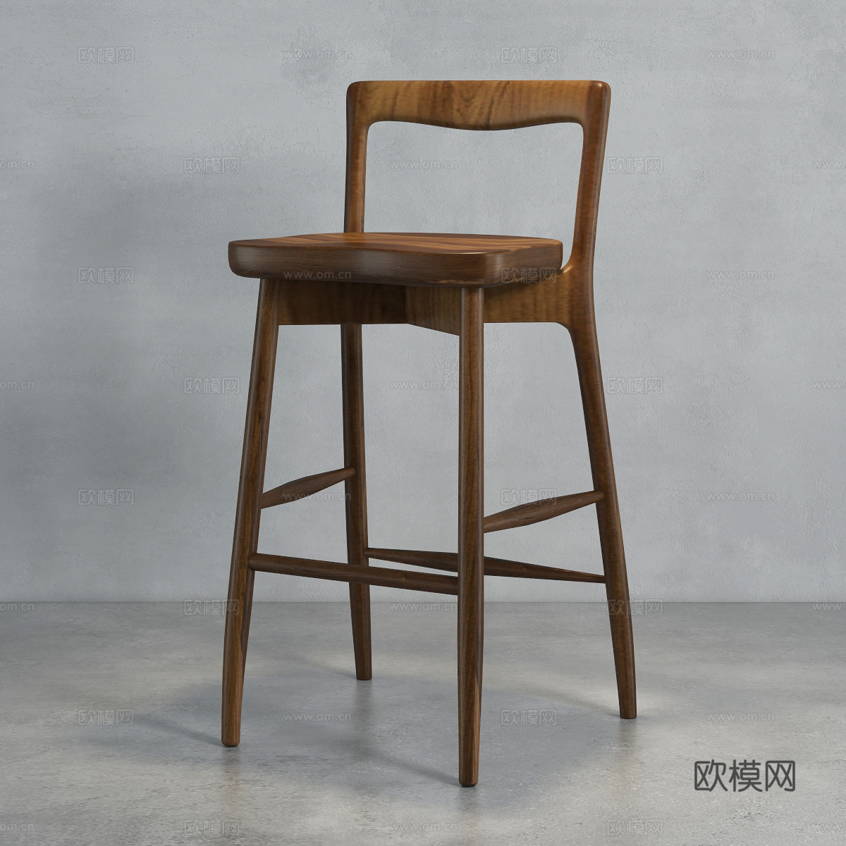 现代吧椅 实木吧椅 皮质吧椅 工业风吧椅 现代吧椅3d模型下载（渲染图4）