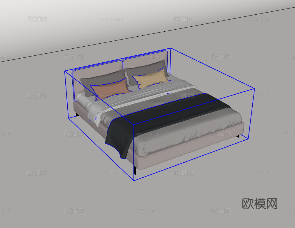 双人床su模型下载（渲染图2）